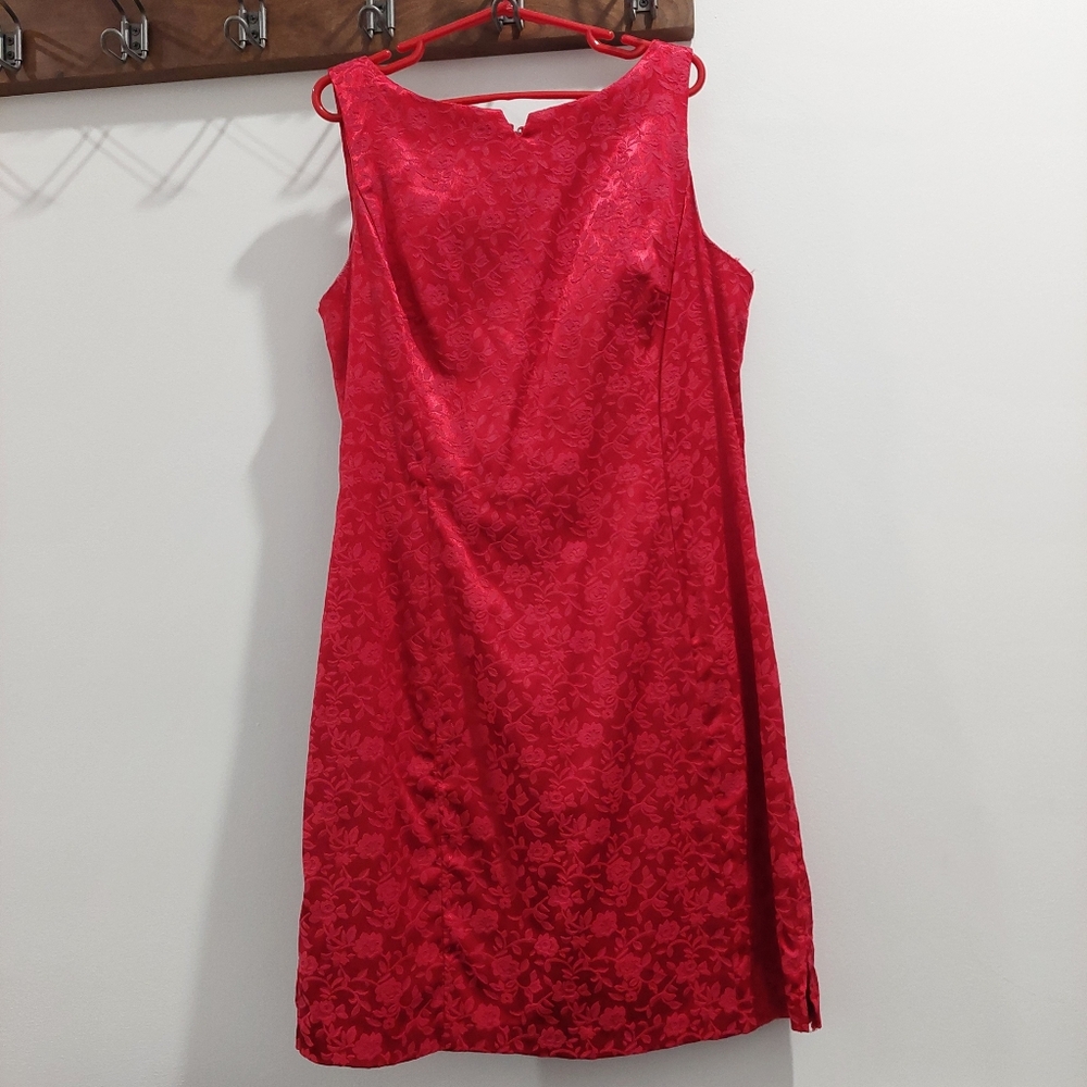 Be Smart Women's Medium Chic Sleeveless Red Floral Dress - Picture 3 of 13
